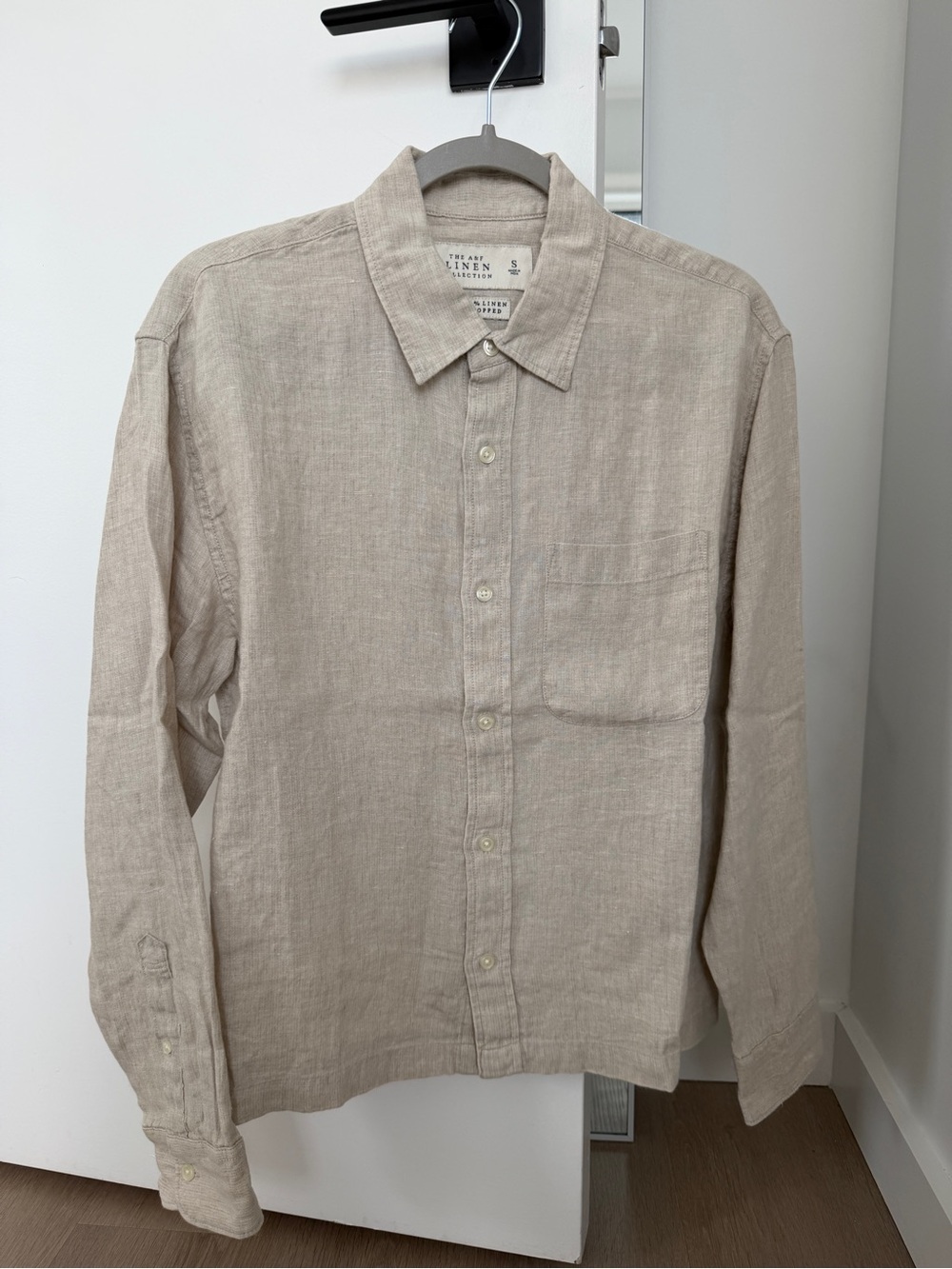 Abercrombie & Fitch Beige Linen Button-Down Shirt